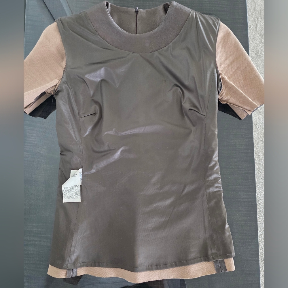 Plein Sud Women's Short Sleeve Leather Top - Brown - Picture 3 of 5